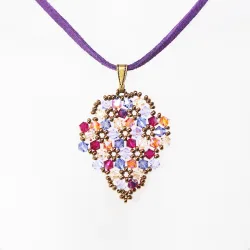 Pendant 45cm - Terence Grapes-Purple Suedine - Pendant 45cm - Laiton bronze